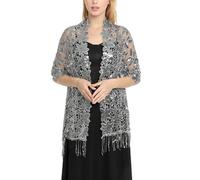 mophrati Eleganter Stickerei Schal, leichte Quaste, Abendkleid, Schal, Mode, Brautjungfer, Pailletten, Hochzeit, Cope, Schals, Damen, Dunkelgrau, Über 175 cm