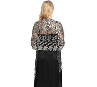 mophrati Eleganter Stickerei Schal, leichte Quaste, Abendkleid, Schal, Mode, Brautjungfer, Pailletten, Hochzeit, Cope, Schals, Damen, Schwarzes Silber, Über 175 cm