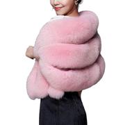 mophrati Hochwertiger Schal mit pelzigem Kragen, weicher und bequemer Damen Kunstpelzschal für den Winter, super weich und angenehm zu tragen, Rosa