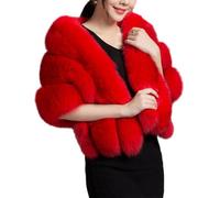mophrati Hochwertiger Schal mit pelzigem Kragen, weicher und bequemer Damen Kunstpelzschal für den Winter, super weich und angenehm zu tragen, Rot