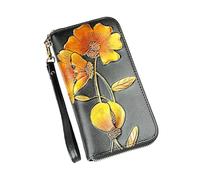 mophrati Leder Damen Geldbörse Tragbarer Reißverschluss Eleganter Exquisiter Ersatzfotoclip Stilvolle Kartentasche Folder Wallet, Gelb Typ 1