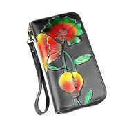 mophrati Leder Damen Geldbörse Tragbarer Reißverschluss Eleganter Exquisiter Ersatzfotoclip Stilvolle Kartentasche Folder Wallet, Zweifarbiger Typ 1