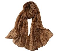 mophrati Schal mit elegantem und glänzendem Druck, müheloser Stil, Polyester Schal für Damen, Chiffon, für Damen, Seide, Kaffee