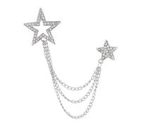 mophrati Sternbrosche für Damen und Herren, Brosche, Anstecknadel, Accessoire mit Kette, Geschenk für besondere Anlässe. Material: Herrenbrosche, Anzugnadel mit Kette,