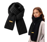 MOPQMKT Weicher Strickschal für Damen - Warme, wärmende Winter-Schals, Unifarbene Modische Halsbedeckung für Frauen & Männer (Schwarz)