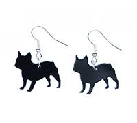 Mops Ohrringe Miniblings Hänger Hund Französische Bulldogge Mopps Freund gelasert - Handmade Modeschmuck I Ohrhänger Ohrschmuck versilbert