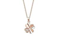 MOPZIJA kette damen,kleeblatt kette gold,halskette damen,kette rosegold damen,kette mädchen,Kette Damen Halskette mit Kleeblatt Zirkonia Vierblättriges Glücksbringer Anhänger aus,kleeblatt kette
