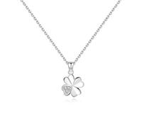 MOPZIJA kettenanhänger silber,Kette Damen Halskette mit Kleeblatt Zirkonia Vierblättriges Glücksbringer Anhänger aus 925 Sterling silber Halskette für Frauen Mädchen,Mit 1PCS exquisiter Geschenkbox