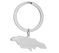 Morain Edelstahl Jamaika Karte Schlüsselanhänger Jamaika Karte Schlüsselanhänger Stilvolle Tasche Anhänger Edelstahl für Männer, S, Pendant 3.5*1.4cm