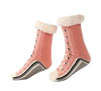 Morbuy 1 Paar Kuschelsocken für Damen und Herren, Winter Anti Rutsch Thermosocken Rutschfest Flauschige Stoppersocken Lang Dicke Warme Plüsch Socken Hüttensocken (TZ-005 Rosa,Einheitsgröße)