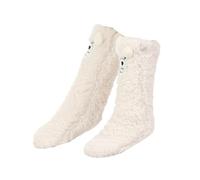 Morbuy 1 Paar Kuschelsocken für Damen und Herren, Winter Anti Rutsch Thermosocken Rutschfest Flauschige Stoppersocken Lang Dicke Warme Plüsch Socken Hüttensocken (TZ-008 Weiß,Einheitsgröße)