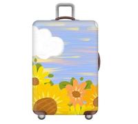 Morbuy Blumenmuster Elastisch Reise Kofferhülle, S/M/L/XL Kofferschutzhülle Koffer Schutzhülle mit 18-32 Zoll Reißverschluss Luggage Cover (Sonnenblumen,L)