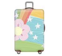 Morbuy Blumenmuster Elastisch Reise Kofferhülle, S/M/L/XL Kofferschutzhülle Koffer Schutzhülle mit 18-32 Zoll Reißverschluss Luggage Cover (Regenbögen,M)