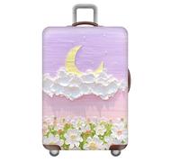 Morbuy Blumenmuster Elastisch Reise Kofferhülle, S/M/L/XL Kofferschutzhülle Koffer Schutzhülle mit 18-32 Zoll Reißverschluss Luggage Cover (Mond,L)