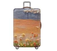 Morbuy Blumenmuster Elastisch Reise Kofferhülle, S/M/L/XL Kofferschutzhülle Koffer Schutzhülle mit 18-32 Zoll Reißverschluss Luggage Cover (Ölgemälde,L)