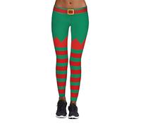 Morbuy Damen Leggings Hose Weihnachten Streifen Jogginghose 7/8, Push Up Stretch Skinny Leggins Christmas Druck Casual Hippie Bequemer Frauen Trousers Sport Yogahosen (rot grün,L/XL)