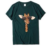 Morbuy Damen T-Shirts Kurzarm Sommer Oberteil, Brille Giraffe Gedruckt Rundhals Lose Bluse,Große Größen Casual Basic Bequem Tops Hemd Frauen Tee Shirt (Dunkelgrün,XL)