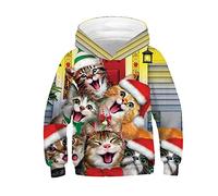 Morbuy Kinder Weihnachten Hoodie 3D Gedruckt Kapuzenpullover, Jungen und Mädchen Casual Langarm Warm Sweatshirt mit Kapuze mit Taschen für 6-14 Jahre (M (135-140cm),Weihnachten)