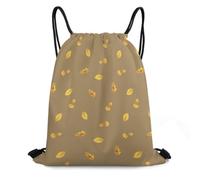Morbuy Turnbeutel Rucksack mit Kordelzug (Khakibraun) | Herbst Drucken Formstabiler Sportbeutel Damen Herren,Bequemer Atmungsaktiv Gym Bag für Fitness,Reise,Freizeit