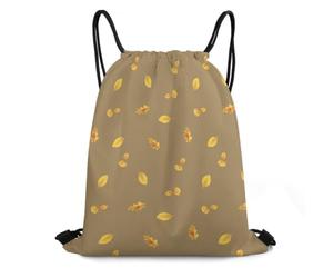 Morbuy Turnbeutel Rucksack mit Kordelzug (Khakibraun) | Herbst Drucken Formstabiler Sportbeutel Damen Herren,Bequemer Atmungsaktiv Gym Bag für Fitness,Reise,Freizeit