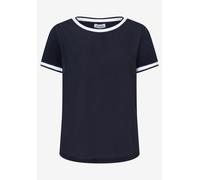 More & More Blusenshirt Contrast Shirt mit Kontrastabschlüssen Blau Größe 42