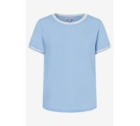MORE & MORE - Blusenshirt mit Kontrastabschlüssen blau - Gr. - 46