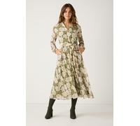 MORE & MORE - Chiffonkleid mir Flowerprint grün - Gr. - 38