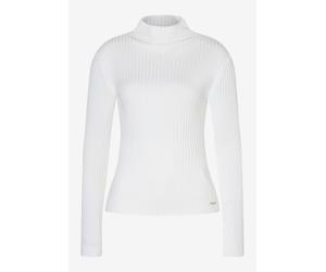 MORE & MORE - Figurbetonter Rollkragenpullover mit Rippstruktur weiß - Gr. - 38
