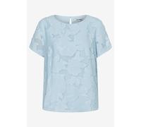 MORE & MORE - Jacquard-Bluse mit floralem Muster und Kurzarm blau - Gr. - 38