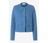 MORE & MORE - Jerseyjacke mit Fransenkante blau - Gr. - 44