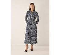 MORE & MORE - langes Hemdblusenkleid mit Tupfenprint blau - Gr. - 38