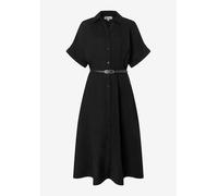 MORE & MORE Hemdblusenkleid aus Viskose-Leinen-Mix mit Gürtel in Black, Größe 40
