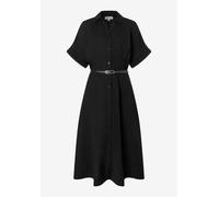 MORE & MORE Hemdblusenkleid aus Viskose-Leinen-Mix mit Gürtel in Black, Größe 40