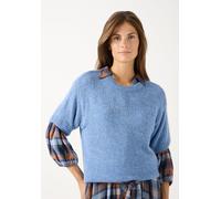 MORE & MORE - Kurzarm-Pullover blau - Gr. - 42