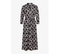 MORE & MORE - langes Hemdblusenkleid mit Print schwarz - Gr. - 42