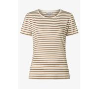 MORE & MORE - Streifenshirt mit Glanzfaden braun - Gr. - 36
