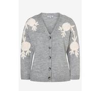 Strickjacke mit Blüten-Stick Silber 34