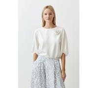 MORE & MORE - Sweatshirt mit Blüte ecru Frühjahrs-Kollektion ecru - Gr. - 36