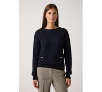 More & More Strickpullover mit gerippten Abschlüssen in Marine, Größe 40