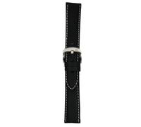 Moreira Zaida Armband aus perforiertem Rindsleder, 18 mm, 20 mm, 22 mm, 24 mm, Kollektion Marseille, Schwarz , 22mm