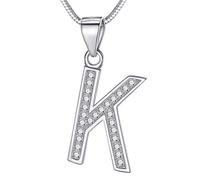 Morella Damen Buchstabenhalskette Halskette und Anhänger Buchstabe K aus 925 Silber rhodiniert 45 cm lang