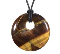 Morella Damen-Halskette 80 cm mit rundem Edelstein Anhänger Tigerauge im Samtbeutel