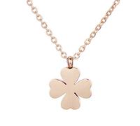Morella Damen Halskette Kleeblatt Anhänger Glücksbringer Edelstahl Rosegold im Samtbeutel