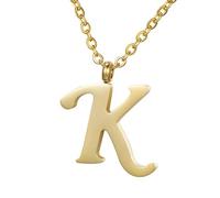 Morella Damen Halskette mit Buchstabe K Anhänger Edelstahl Gold in Schmuckbeutel