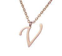 Morella Damen Halskette mit Buchstabe V Anhänger Edelstahl Rosegold in Schmuckbeutel