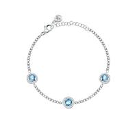 Morellato Damen Armband, TESORI Kollektion, aus Silber 925, Zirkone, Aquamarinblauen-Zirkone - SAIW96