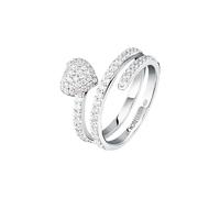 Morellato Damenring aus recyceltem 925er Silber, Zirkonia, Kollektion NOBILE, Spirale, Herz, Pavé