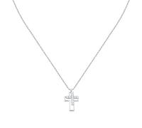 Morellato Herren-Halskette aus 925er-Silber, recycelt, Kreuz, Kollektion TENNIS, Geschenkideen für Herren, 45+5 cm, Recyceltes 925er Silber, Zirkonia