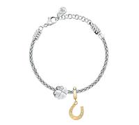 Morellato SCZ1395 Damen-Armband aus Stahl, Kristallen, Kollektion DROPS, vierblättriges Kleeblatt, Hufeisen, Taglia Unica, Metall, Keine Edelsteine.
