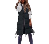 MorFansi Damen Daunenweste Ärmellose Lange Steppweste Winterjacke Mit Kapuze Leicht Outdoor Mantel Daunenmantel (Schwarz,2XL)